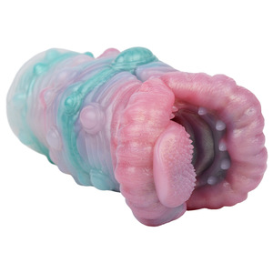 Mixed Color Vaginal Buttock Inverted <strong>Mold</strong> Shaped Soft Liquid Silicone Airplane Cup Cow Genitalia Male Penis Trainer Masturbator - Product Image 1