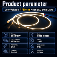 Bande LED Néon Flexible Ultra Mince 0408 120 LED 168 LED 12V 24V avec Variateur de Lumière, Découpable, Installation Sans Soudure 0410 pour Éclairage de Meubles et Armoires