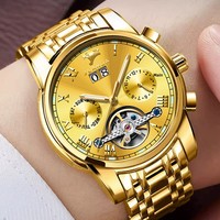 Montre mécanique de luxe personnalisée pour homme, bracelet en acier inoxydable, boîtier en alliage, cadran à phases lunaires, étanche 30M, multifonctionnelle, OEM