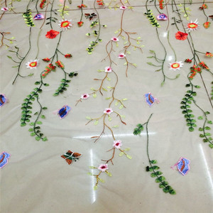 Breite 140 cm Bunte Wasser pflanzen blume Besticktes Netz gewebe <span class=keywords><strong>3</strong></span> d Tüll spitzens toff für Kinder kleid Damen rock hemd - Product Image 5