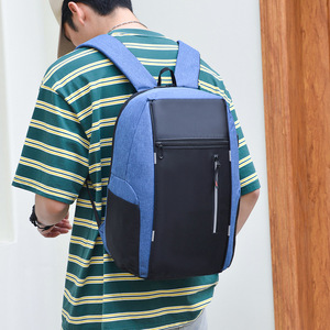 Laptop <b>Backpack</b> Men Large Capacity Business Travel Gray <b>Black</b> Solid Color Shoulder Straps Summer 2023 - Product Image 2