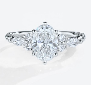 Gioielli di fidanzamento personalizzati gigi <span class=keywords><strong>GIA</strong></span> <span class=keywords><strong>Report</strong></span> 14K 18K oro massiccio 6*8mm taglio ovale D-colore VVS anello di diamanti coltivato da laboratorio - Product Image 1