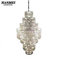 Grand lustre de plafond en cristal personnalisé, moderne et luxueux, pour escalier, hall d'entrée, lampe suspendue décorative à LED