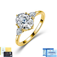 Bague populaire en argent S925 avec moissanite, design de luxe léger à trois pierres, coupe en forme de poire et design de niche