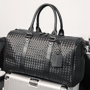 Men Fashion Large Leather <b>Trolley</b> Waterproof Sports Gym Waxed Customized Logo Duffel Bags Luxury Weekender Bag - Product Image 6