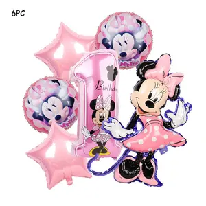 Novos projetos 6pcs Mickey Minnie dos desenhos animados conjunto de balões folha de alumínio balão para o aniversário do bebê decoração chuveiro
