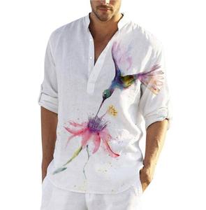 Vente en gros Chemise Henley en coton et lin <span class=keywords><strong>pour</strong></span> hommes Costume <span class=keywords><strong>hippie</strong></span> Tenues de yoga Haut à manches longues ample <span class=keywords><strong>Tenue</strong></span> décontractée Vêtements de plage Chemises - Product Image 1