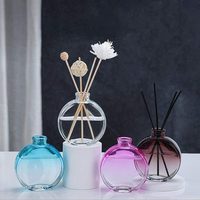 Bouteilles en verre vides pour diffuseur de roseaux, à col serti à rayures verticales, plates et rondes