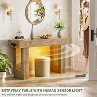 Table console moderne en pin massif écologique avec lumière à capteur pour salon, appartement, entrée, décoration intérieure