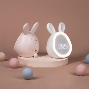 Dessin animé <span class=keywords><strong>lapin</strong></span> <span class=keywords><strong>réveil</strong></span> lumière LED ABS enfant horloge USB alimenté sommeil chambre décor horloge - Product Image 3