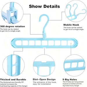 Organizador de Armario Plegable de Plástico de 9 Agujeros, Duradero, de un Solo Nivel, para Montar en la Pared, Perchero para Ropa - Product Image 3