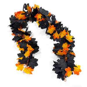 Guirlande artificielle d'érable noir amazonien 100cm-200cm, feuilles en soie, décorations d'Halloween pour la récolte, pour la vitrine de la maison - Product Image 5
