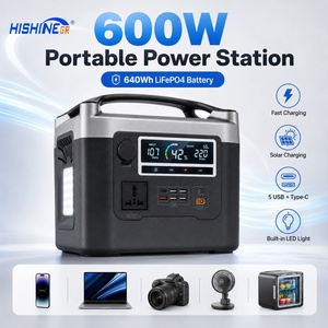 Station d'alimentation portable Hishine 600W 640Wh LiFePO4, générateur solaire rechargeable OEM pour le <span class=keywords><strong>camping</strong></span>, la maison, la sauvegarde et les situations d'urgence - Product Image 1