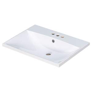 Dessus de vanité de salle de bains de 24 pouces DB Luxury, bassin en marbre blanc uniquement, 3 trous de robinet, meubles de salle de bains élégants compatibles avec le robinet de 4 pouces - Product Image 5