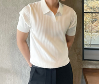 Chemise décontractée pour homme à manches courtes, ample, décontractée, en tricot uni, confortable, respirante, 180g, coupe ajustée