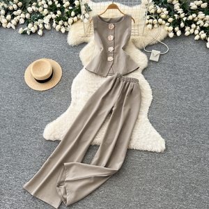 Completi Casual Estivi da Donna: Top e Pantaloni a Vita Alta con Patchwork 3D, <span class=keywords><strong>Abbigliamento</strong></span> Slim Fit all'Ingrosso - Product Image 1