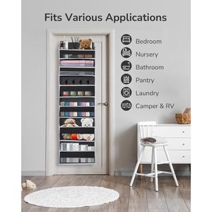 Over The Door Organizer 18 Pockets <b>Black</b> Non Woven Fabric Storage For Bedroom Bathroom Baby Products <b>Hook</b> Type - Product Image 5