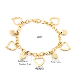 Pulsera de Acero Inoxidable 316L con Baño de Oro PVD de 18K, Diseño de Corazón, Resistente al Agua, para Mujer, Venta al Por Mayor - Product Image 2