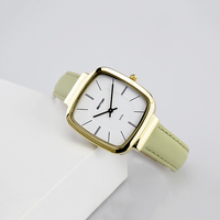 Jam Tangan Putri Model Terbaru Tali Kulit Hijau Mesin Jepang Jam Tangan Quartz Anak Perempuan
