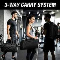 Logo Kustom 3 in 1 Tas Duffel Sport Gym Konvertibel Kompartemen Sepatu Terpisah Pegangan Jinjing Tali Tersembunyi Serbaguna