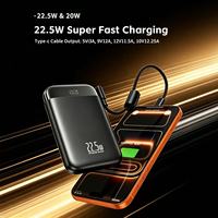Batterie externe Z3 22,5 W à charge rapide Type-C Li-Polymère avec câbles intégrés, affichage numérique et support pour smartphone