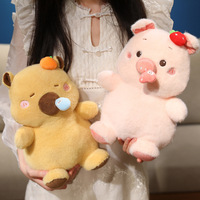 Porte-clés en peluche cochon fraise Kawaii, animal en peluche rose en coton moelleux pour filles