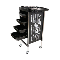 Chariot de Salon Commercial Moderne en Acier Inoxydable avec 4 Roues, Chariot de Rangement Polyvalent pour Salons de Coiffure et Barbiers