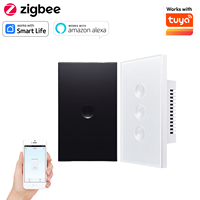 Interrupteur intelligent de type 118, norme américaine, design rainuré, panneau en plastique haut de gamme, Zigbee Smart Life, 10A, contrôle par application