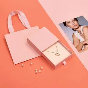 Cassetto regalo di lusso Logo personalizzato imballaggio all'ingrosso gioielli anello di carta orecchino braccialetto ciondolo collana scatola
