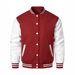 Primavera Unisex cuello alto largo venta al por mayor de alta calidad 500GSM personalizado Color y Logo Varsity chaqueta cortavientos - Product Image 1