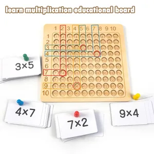 Bambini che imparano giocattoli educativi conteggio matematico cento schede gioco di pensiero interattivo gioco da tavolo in legno di riproduzione Montessori - Product Image 4