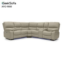 Canapé d'angle inclinable électrique en cuir Geeksofa Furniture, moderne, 5 places, avec console pour salon