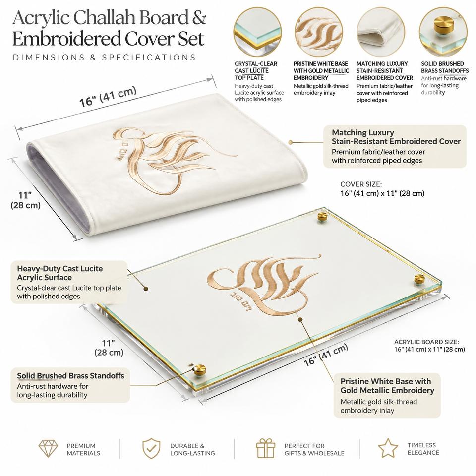 Custom Trim Double Layer Acrylic Challah Board With Leather | Lucite ...