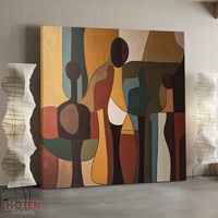 Peinture à l'huile sur toile abstraite moderne 100% peinte à la main, art mural rétro de haute qualité, décoration géométrique, Nouvel An