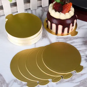 Hot Selling Grease Resistant Personalized Circle Triangle Square Dessert Tray Gold Foil Paper Cake Base Boards 3" 4"