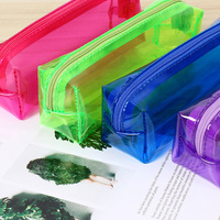 Sac à crayons transparent en PVC personnalisé avec logo, simple et portable, boîte à crayons transparente pour les étudiants