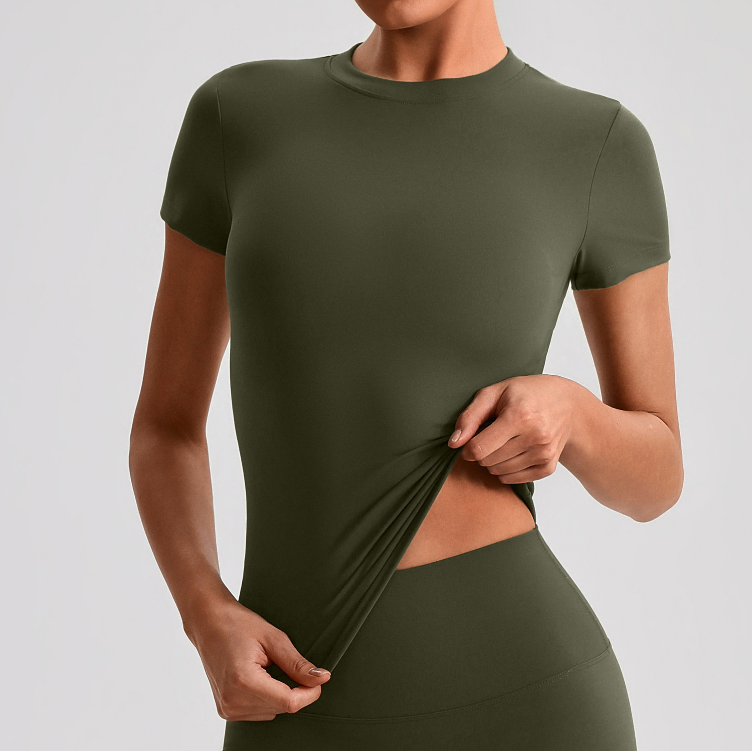 Women's Breathable Lightweight Plus Size Compression Yoga Short Sleeve Quick Dry Workout Crop Top Gym Running Shirt