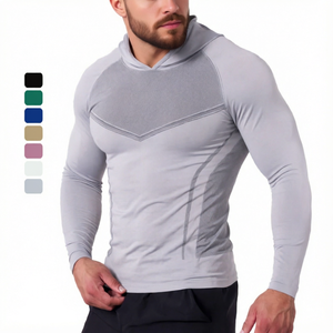 Sweat à capuche de sport pour homme, coupe ajustée, séchage rapide, respirant, anti-plis, imprimé, manches longues - Product Image 1
