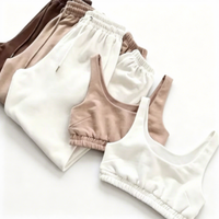 Ensembles d'été tissés pour femmes ODM : Haut et pantalon de jogging, tenues décontractées unies