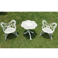 Chaise de loisirs MOJIA en fonte d'aluminium avec cadre papillon en métal blanc pour jardin extérieur, balcon, terrasse, salle à manger ou table basse