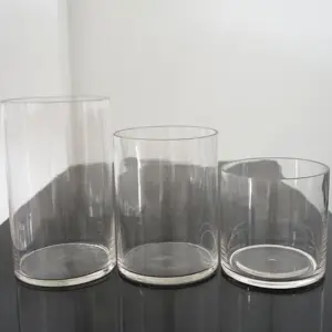 Vente en gros vases à fleurs en verre transparent transparent pour les mariages pièce maîtresse vase à cylindre en verre décor à la maison