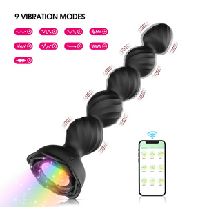 APP <b>Remote</b> <b>Control</b> Rose Flower Five-Bead Silicone Anal Plug <b>Vibrator</b> for Couples Adult Sex Toys - Product Image 3