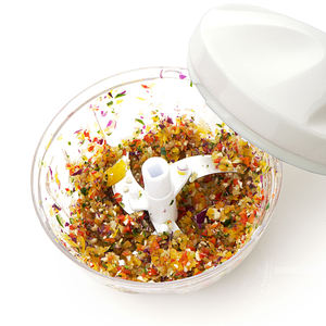 Vente en gros de coupe-légumes 2 en 1 en plastique de 400 ml avec lames en acier inoxydable, mini-coupe-oignon et coupe-légumes écologique certifié LFGB - Product Image 4