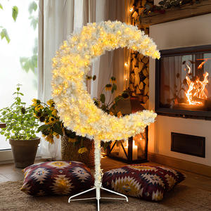 Decorazioni per il Ramadan in Vendita Transfrontaliera, Luci LED Bianco Caldo, Supporto in Metallo a Forma di Mezzaluna, Decorazione per Albero di Natale - Product Image 1