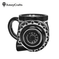 Mug à café en céramique en forme de turbocompresseur automobile, tasse mécanique sculptée en détail pour la décoration de comptoir de bar automobile ou de bureau