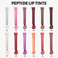 Brillant à lèvres au peptide de marque privée baume teinté pour les lèvres logo personnalisé vente en gros de gloss à lèvres végétalien imperméable à l'eau repulpant