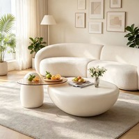 Mesa de Centro Moderna Francesa Ecológica de MDF para Sala de Estar, Diseño Decorativo para Apartamentos Pequeños, Muebles para el Hogar