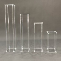 Décoration de mariage : Pilier carré en acrylique cristal 20*20/25*25 cm, centre de table pour desserts et guide d'allée