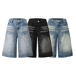 Hip Hop Jorts Washed Denim <strong>Shorts</strong> Men's Washed Vintage <strong>Old</strong> Loose Straight Wide-leg <strong>Shorts</strong> Oversized - Product Image 4