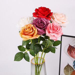 <b>Artificial</b> Rose Single <b>Stem</b> Silk Flower Handmade Wedding Home Decoration Multi Color Vase Arrangement - Product Image 1